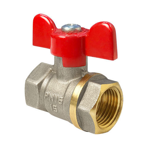 Кран шаровой латунь никель Ду20 Ру40 ВР/"Американка" полнопроходной рычаг  Dist Н142Р арт.1214365 CDEK